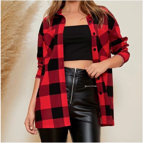 BellanBlue Tops - Cozy Button up Plaid Oversized Top